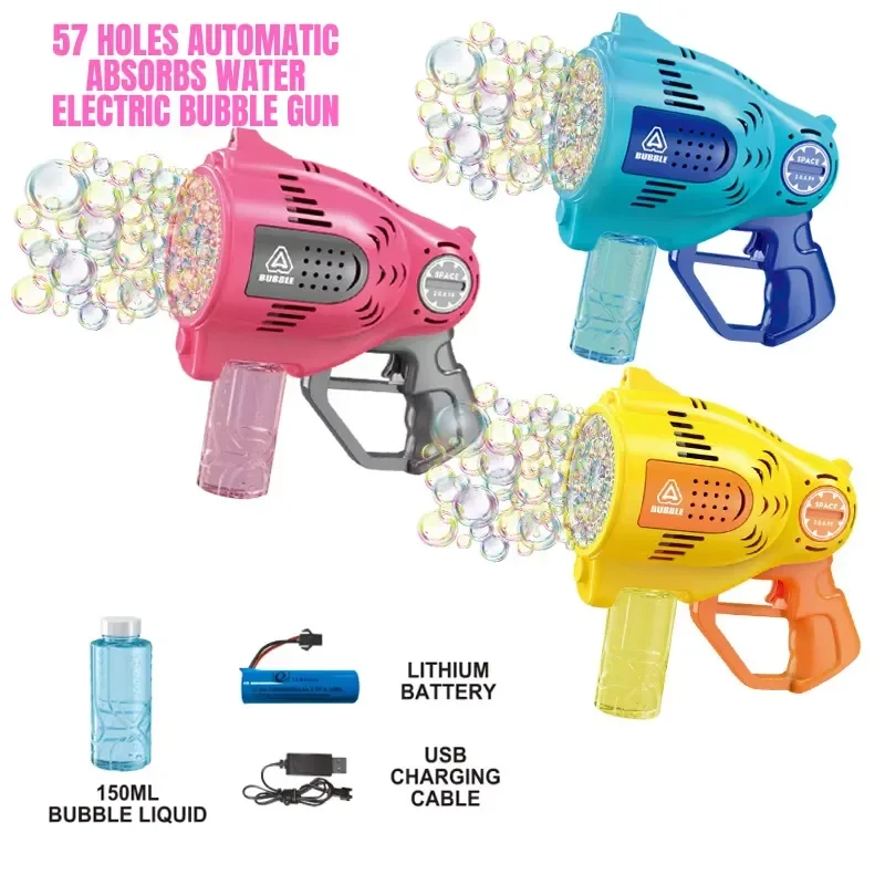 for Children's Bubble Machine 57 Hole Automatic Water Absorbing Large Bubble Blower  Outdoor Party Play