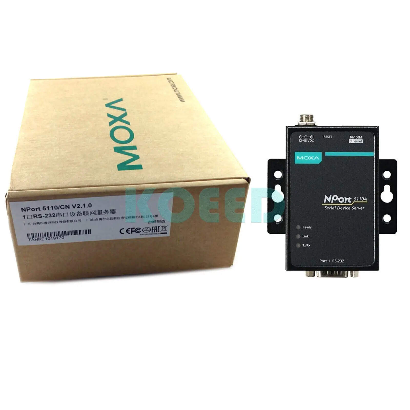 Imagem -02 - Moxa-servidor de Dispositivo Nport Macho Rs232 Db9 Porta 5110a 10 100 Ethernet Novo 1pc