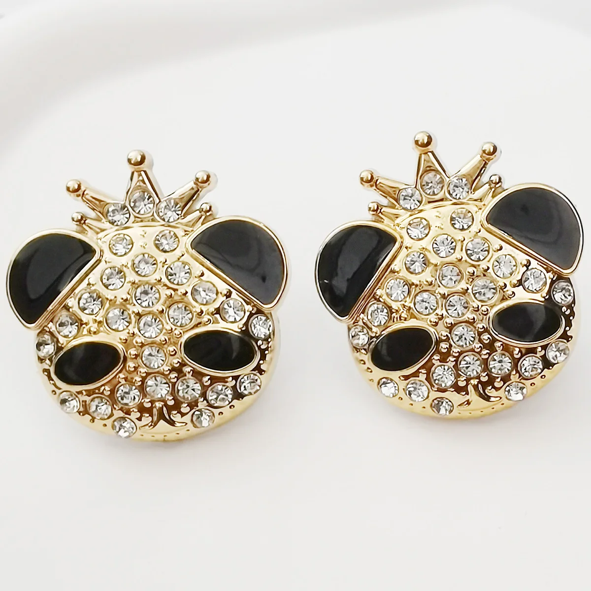 2PCS Bling Rhinestone Crown Panda Shoe Lace Charms Accessories Shoelaces Buckles DIY Decorations Removable Shoe Clips Ornaments