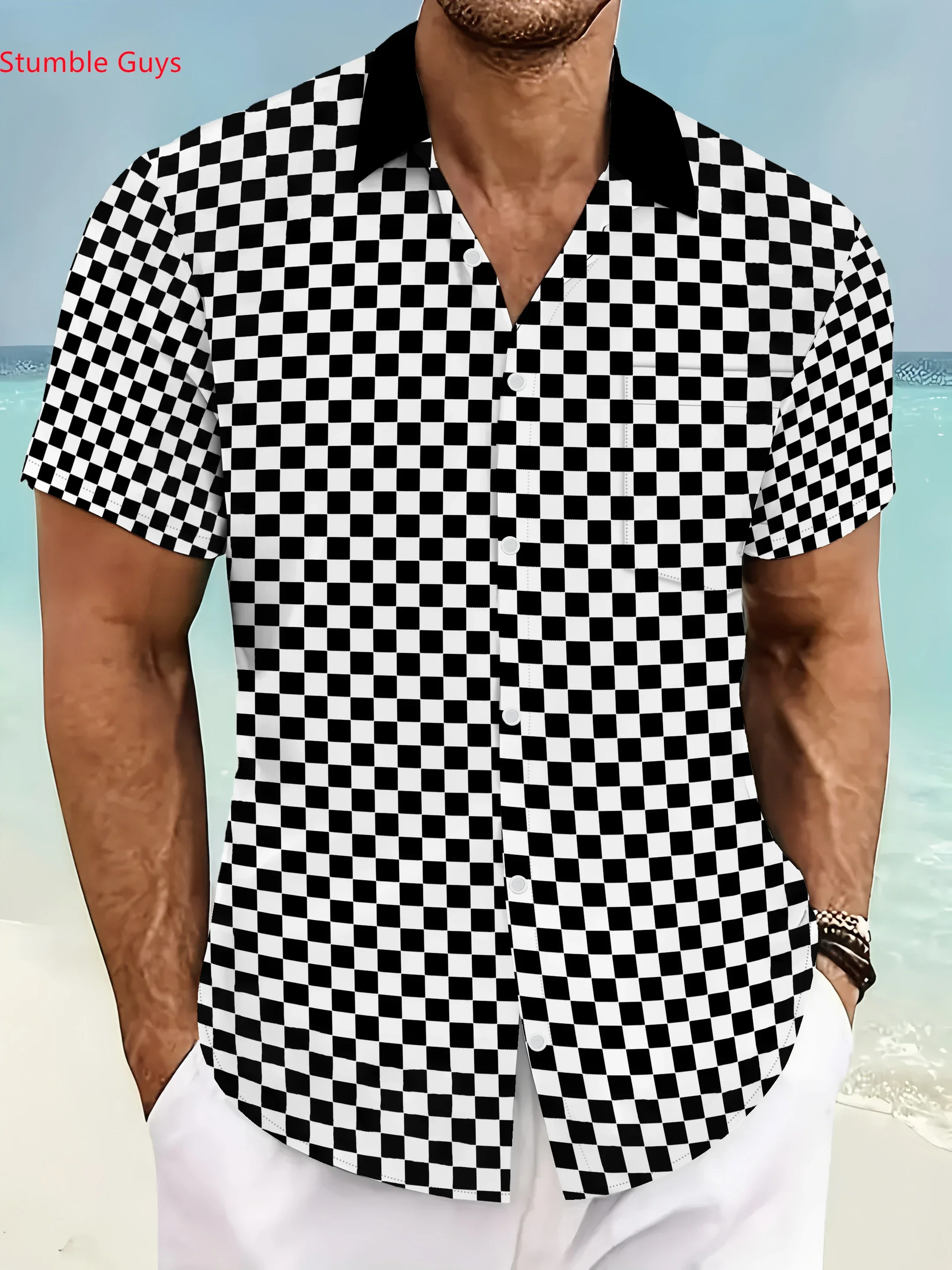 

Summer Fashion Beach Outfit Shirt Men Hawaiian StyleMan Women Short Sleeve Casual Print Breathable Party Tops