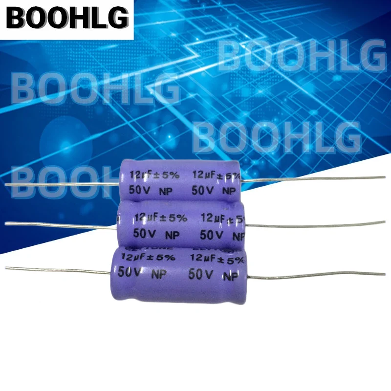 10PCS 12uF 50V Capacitor Eletrolítico Axial Não Polarizado HiFi Divisor de Frequência Média 10X25mm
