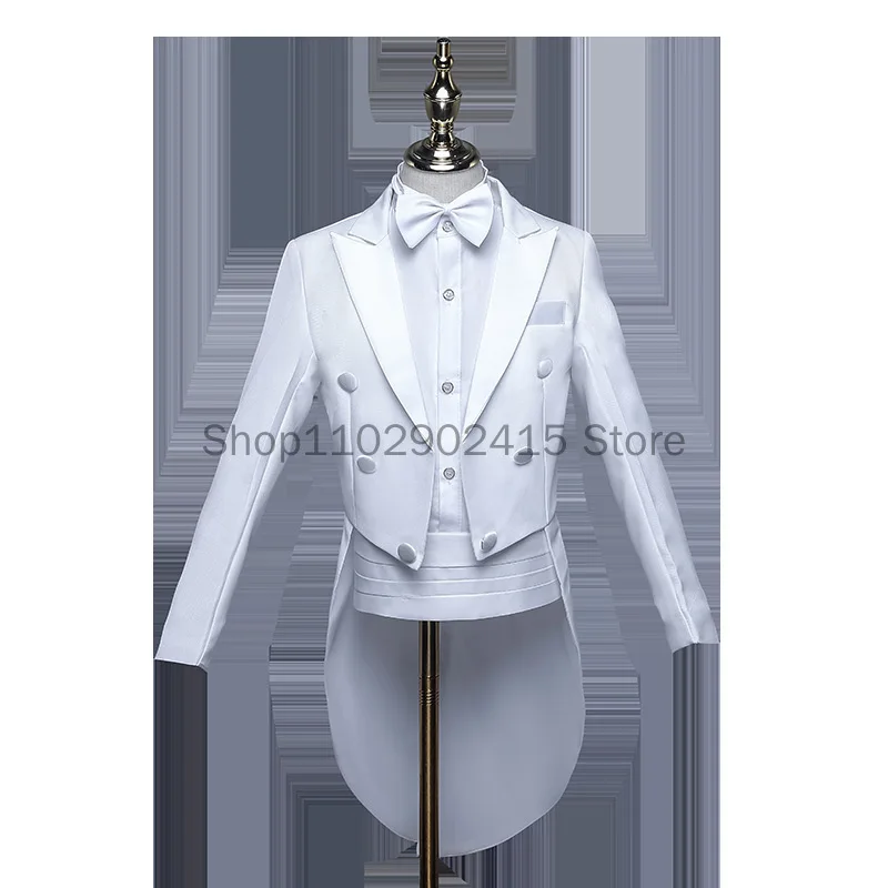 Tailcoat de smoking pour enfants, costume formel, queue d'hirondelle, veste et pantalon pour garçon, olympiques de fête, danse magique, performance sur scène, T64.