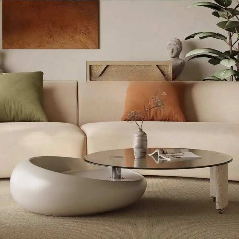 

Irregular Round Coffee Table Decoration Italian Floor Modern Coffee Table Center Luxury Wooden Mesa De Centro Sala Furniture