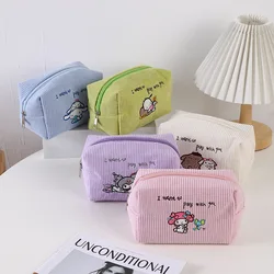 Simpatico cartone animato Sanrioed My Melody Kulomi Pochacco sacchetto di immagazzinaggio di velluto a coste astuccio di grande capacità borsa di cancelleria borsa per il trucco delle ragazze