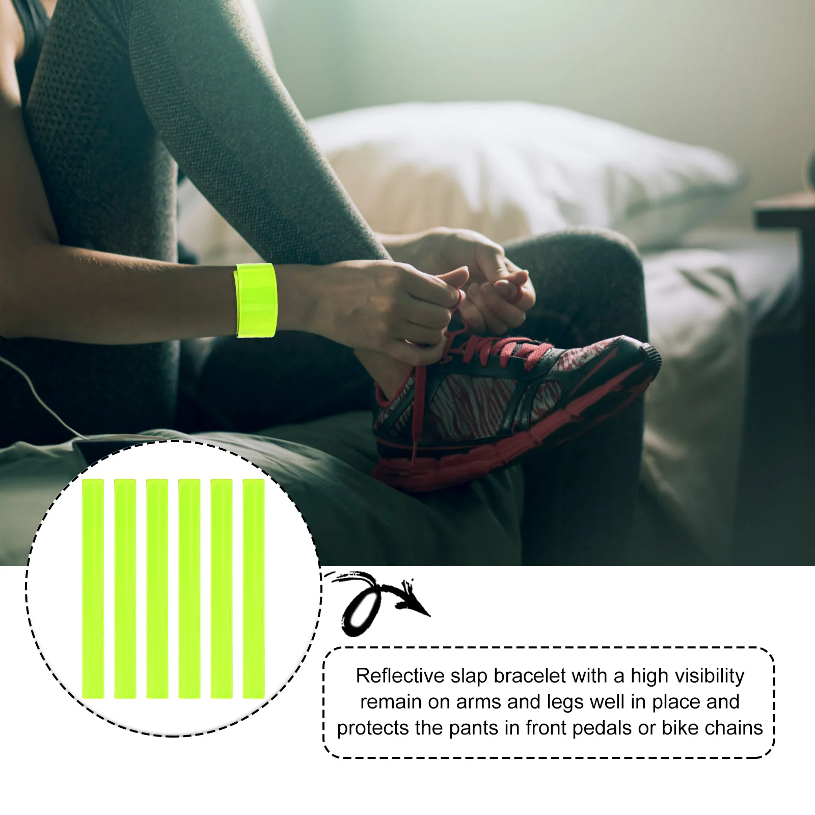 

6Pcs Reflective Wrist Bands Snap Bands for Night Running Cycling Visibility Reflector Strip Armbands