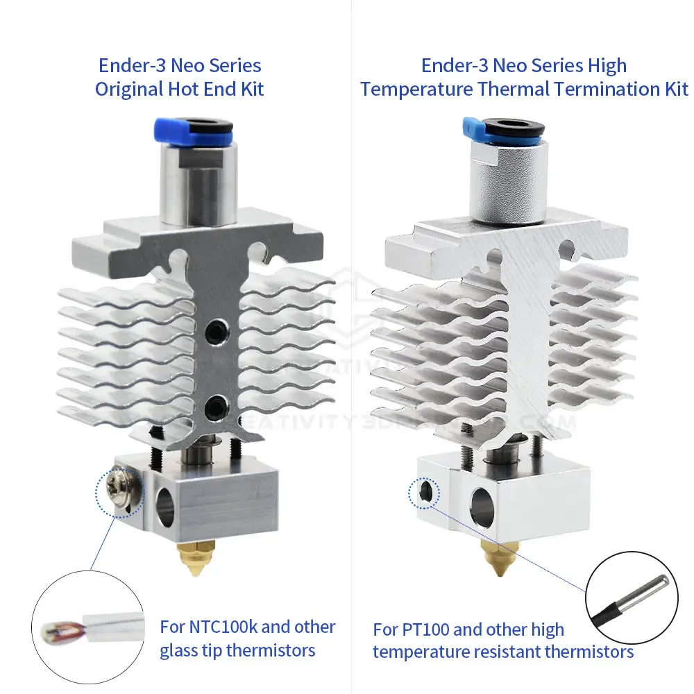 All Metal Hotend For Ender 3 V2 Neo,Max Neo Upgrade High Temperature Extruder J-Head Fit PT100 thermistor Accessories Hot End