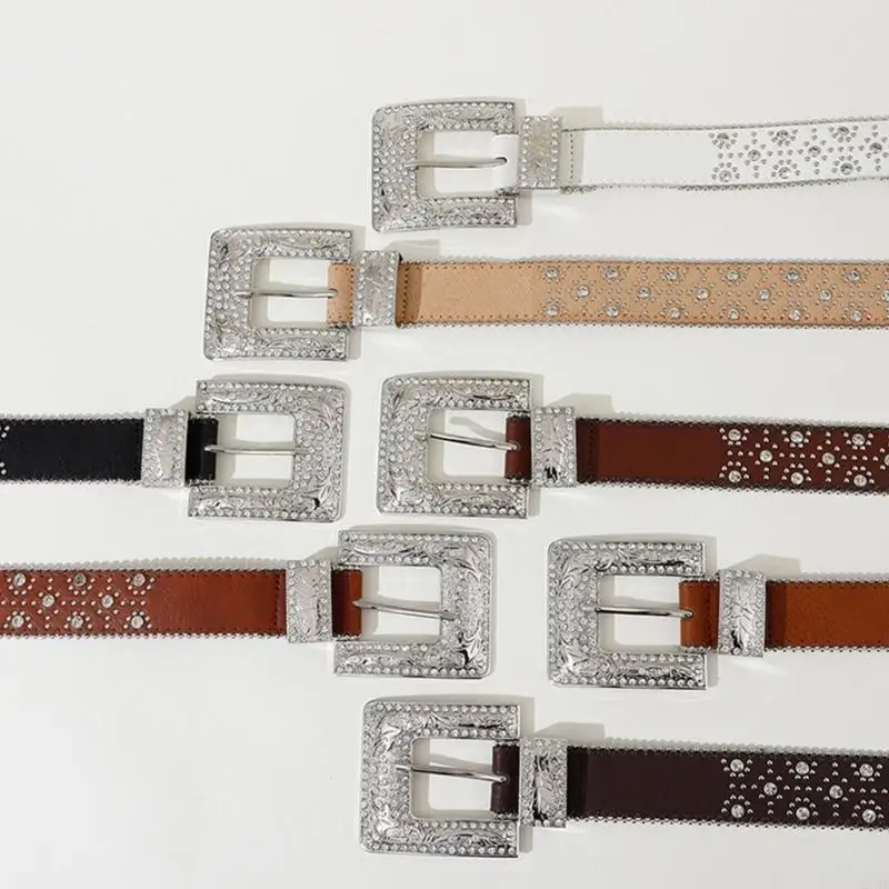 西洋スタイル-カウボーイ-ベルト-ブリンブリン-レリーフ-ラインストーン-パターン-バックル-ベルト-大人用