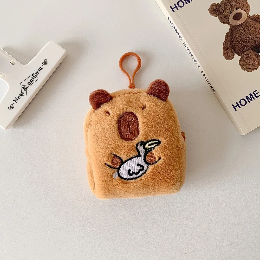 

Creative Cartoon Capybara Anime Plush Coin Purse Plush With Keychain School Bag Pendant Mini Coin Purse