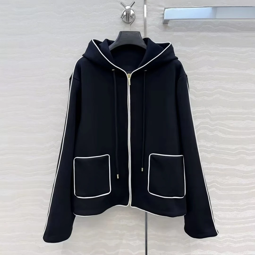 2026 New Autumn Fashion Chic Hooded Zipper Long Sleeve Loose Sweatshirt Jacket With Skirt Solid Color Casual 2 Pieces Set