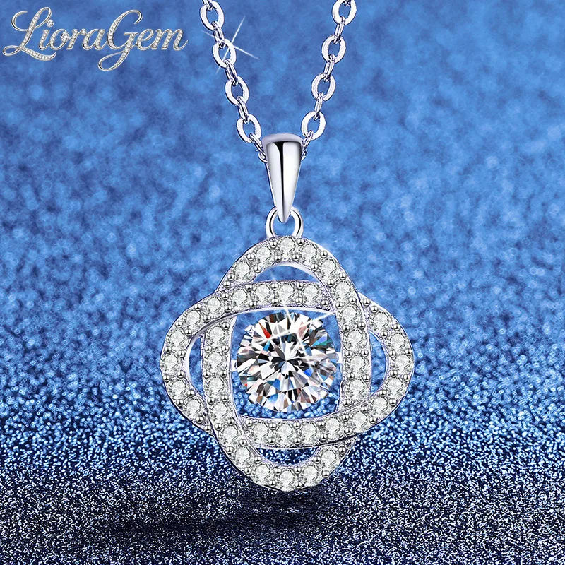 

LioraGem Lucky Knot Diamond-Studded Pendant Necklace, Versatile Wraparound Moissanite Collar Necklace Platinum PT950 Stamp