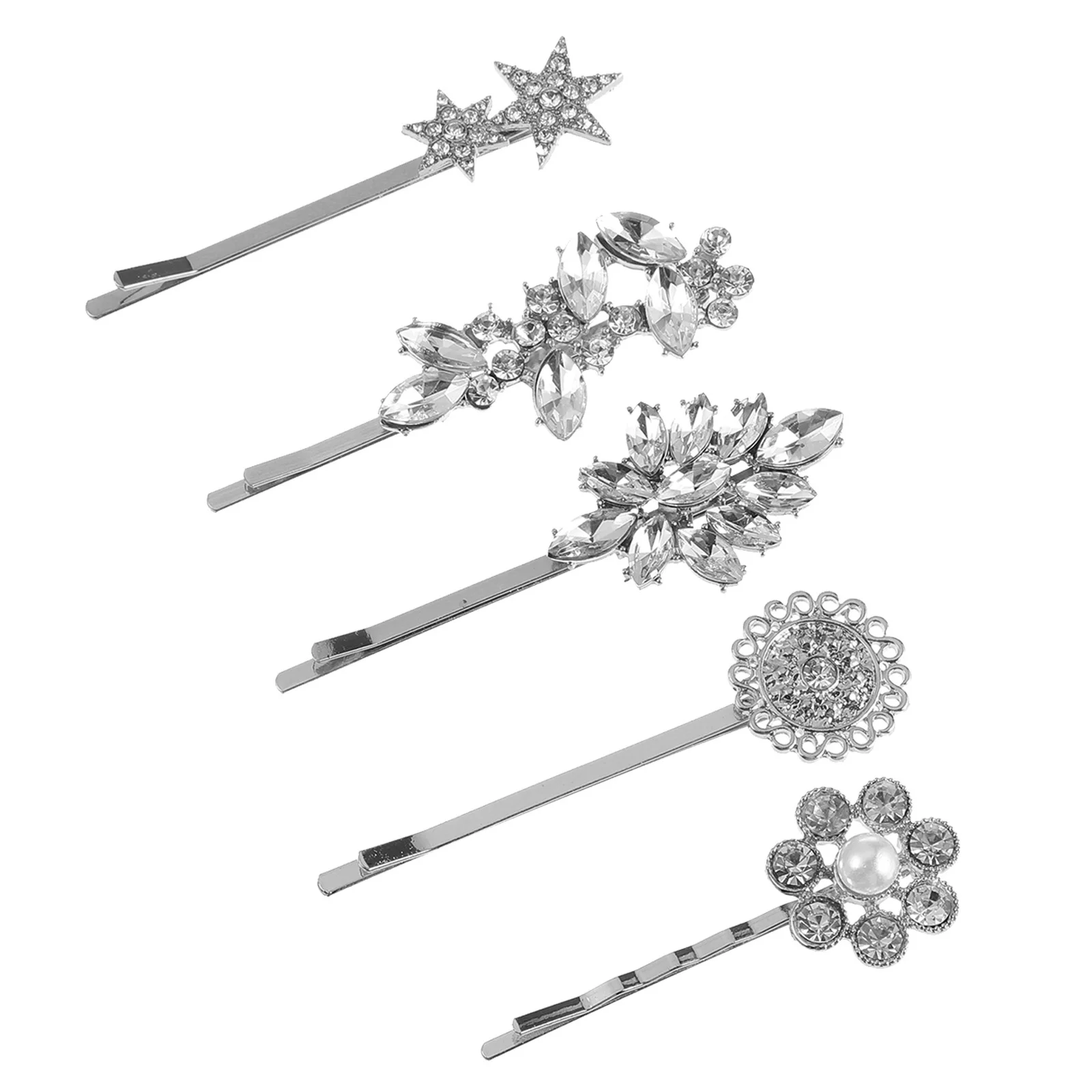 

5 шт. заколок-звездочек с камнями, из сплава, для волос, женские аксессуары для вечеринок, фестивалей и повседневного ношения
