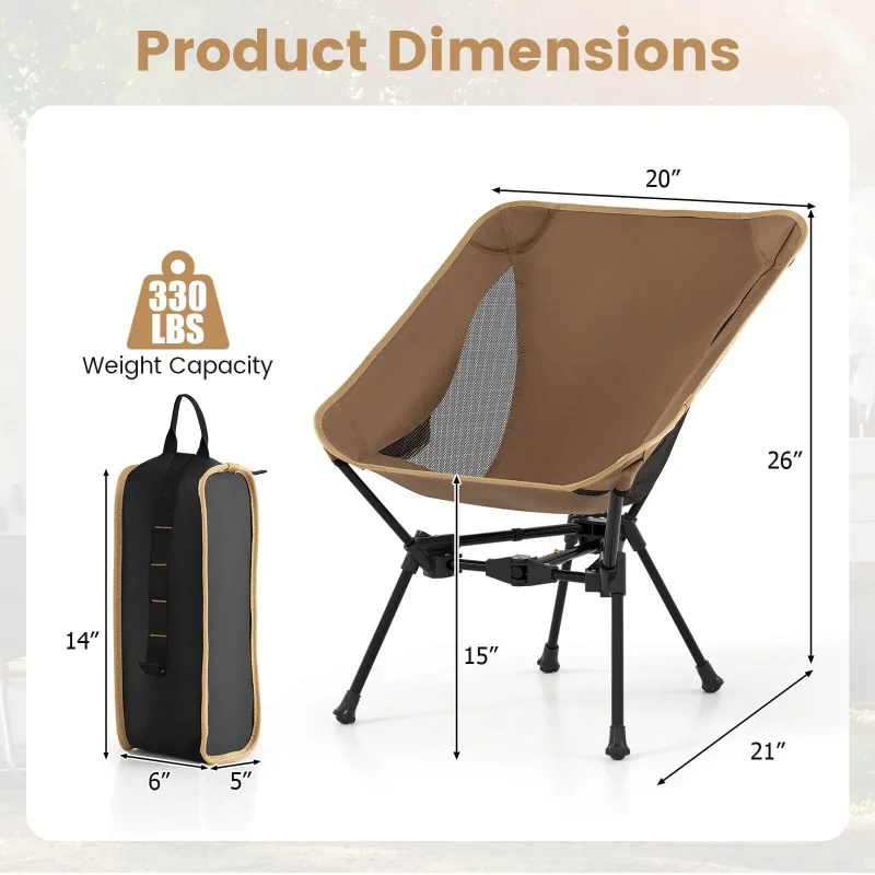 Camping Furnishings Ultra-Lightweight Camping Chair Portable Lawn Chair W/Triangular Aluminum Frame
