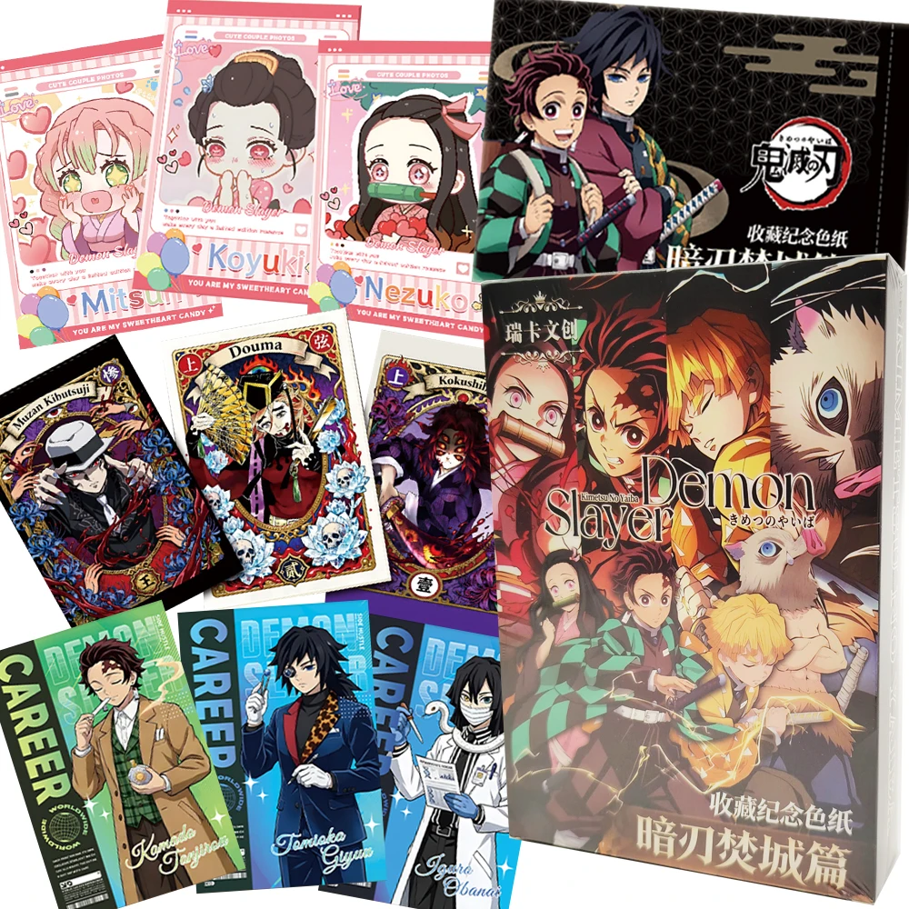 

Anime Demon Slayer Color Paper Collection Cards Tomioka Giyuu Kamado Tanjiro Winter Secret Realm Special Theme Cards Kids Gifts