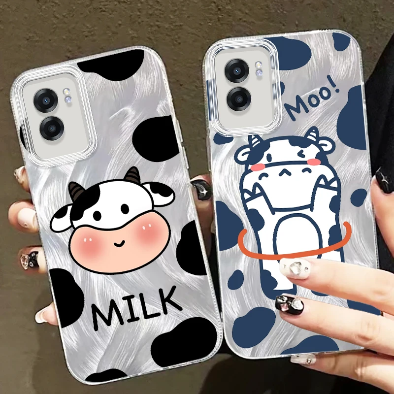 

Cow Milk Cute White For OPPO A79 A78 A58 A38 A16 A60 A53 A92 A72 A52 A74 A55 A54 A94 5G Feather Yarn Cover Phone Case