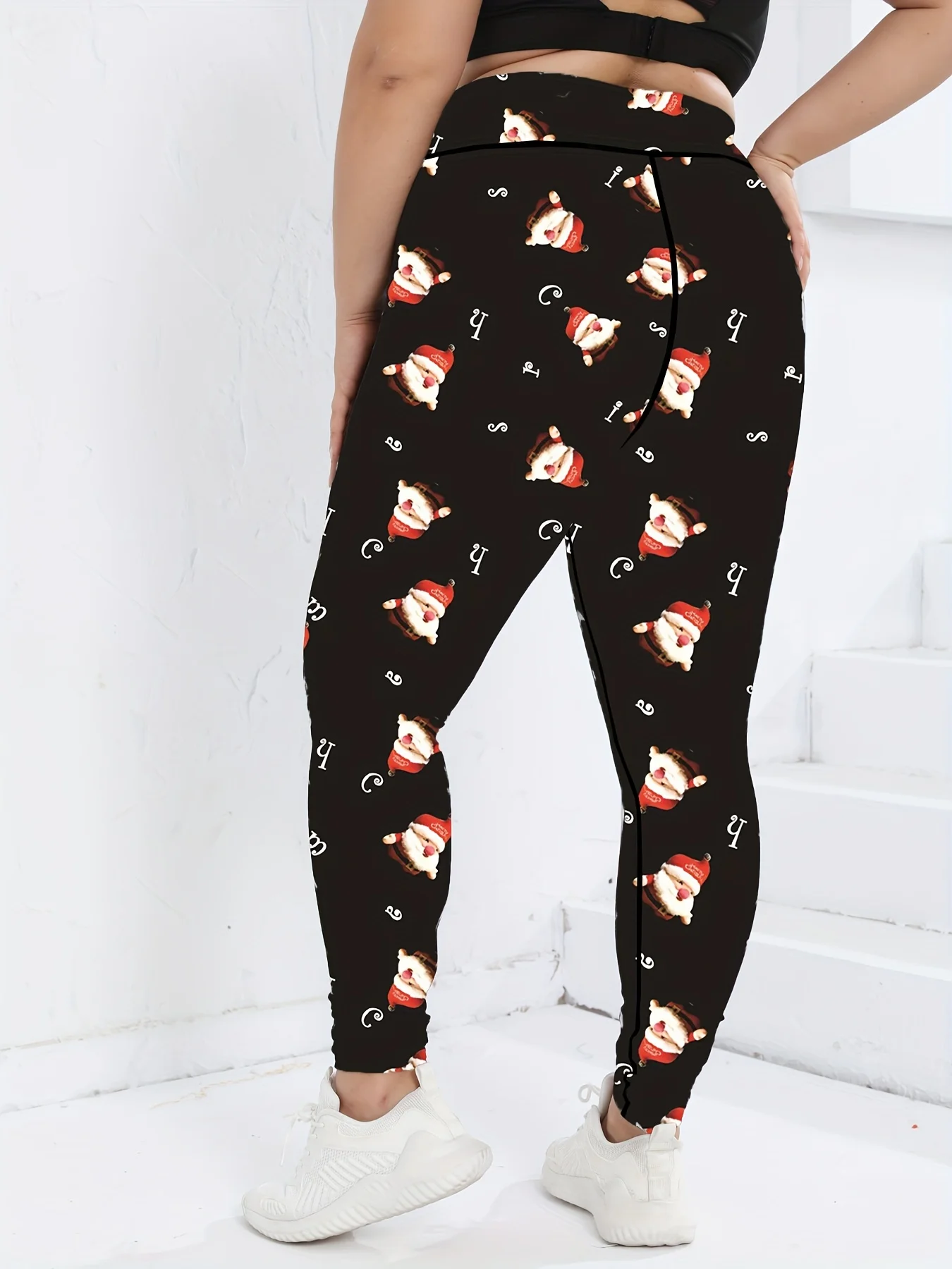 Christmas Plus Size Women Santa Claus Print Yoga Pants High Waist Leggings Fitness Running Workout Sports Gym Clothing 0XL-4XL