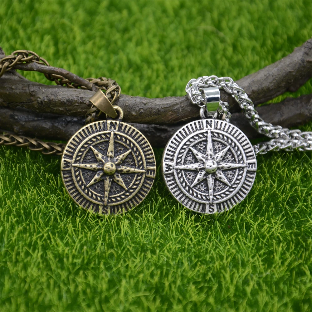 Retro Compass Pendant Vintage Necklace Men Women Never Lost Inspirational Jewelry Gifts For Best Friends Dropshipping