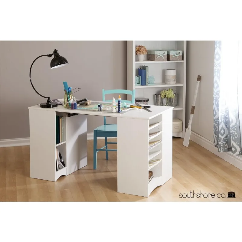 Artwork Craft Table with Storage, Pure White