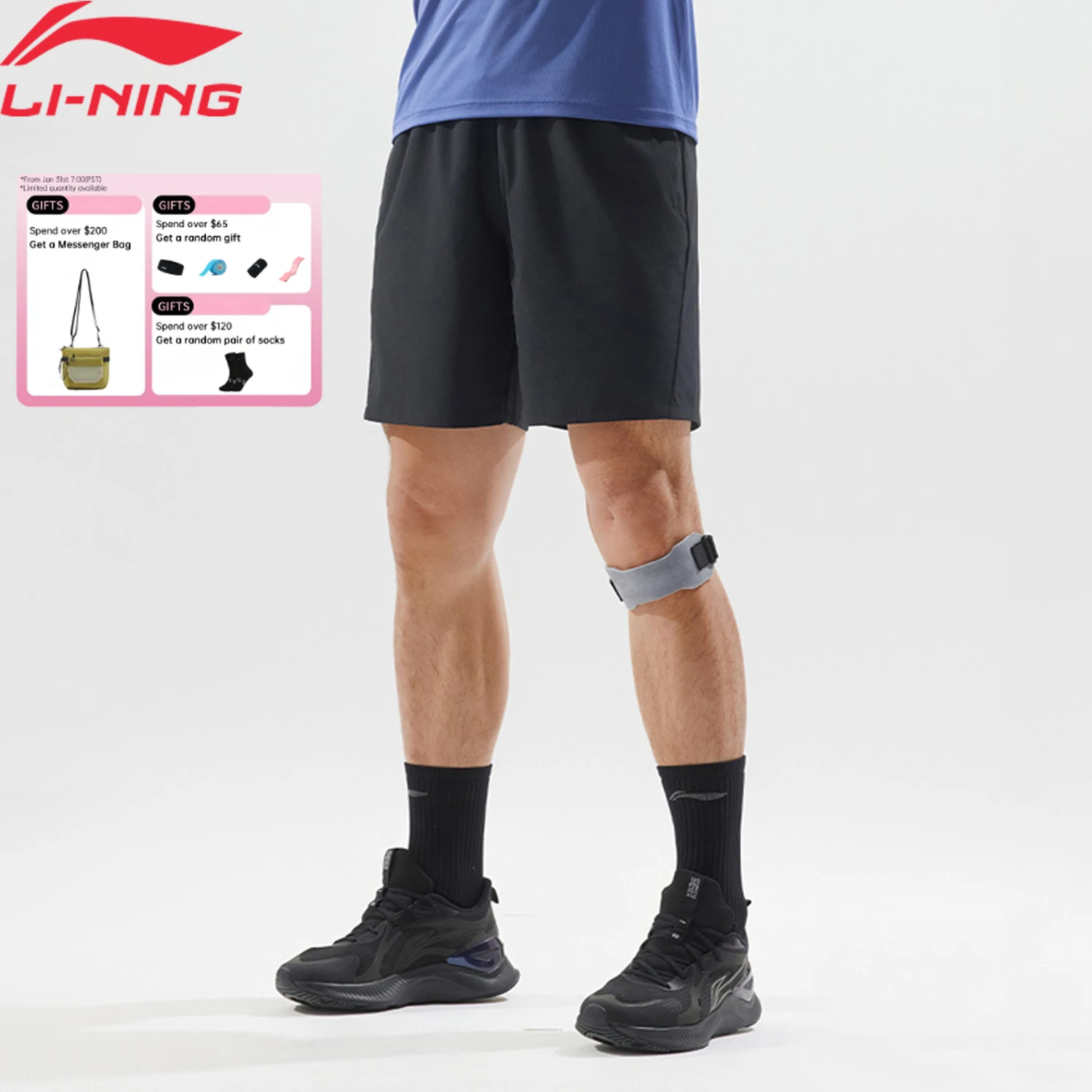 

Li-Ning Men's Training Shorts AT DRY FREEZE 87.3%Polyamide 12.7%Elastane Regular Fit Breathable LiNing Sports Bottoms AKSV121