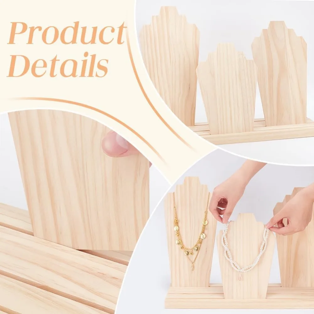 Removable Displays Wood Plank Necklace Storage Holder Bust Easel Jewelry Display for Necklaces Rings Storage Blanched Almond - view 4