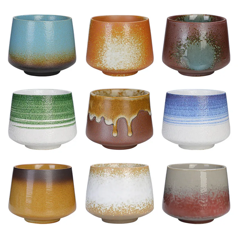 

Japanese Style Ceramic Coffee Cup Handmade Pottery Mug with Glaze for Latte Art Retro Tea Cup