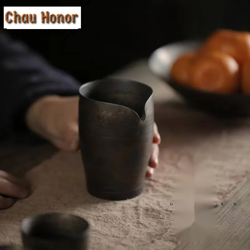 

240ml Handmade Thin Tire Tea Pitcher Zen Rust Rough Pottery Sharing Pot Cha Hai Coffee Justice Cup Tea Items Decoration Supplies