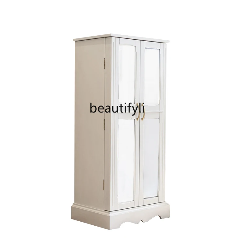 Simple Nordic Style with Mirror Bedroom and Household Jewelry Wardrobe Seven Buckets Cabinet Light Luxury Solid Wood