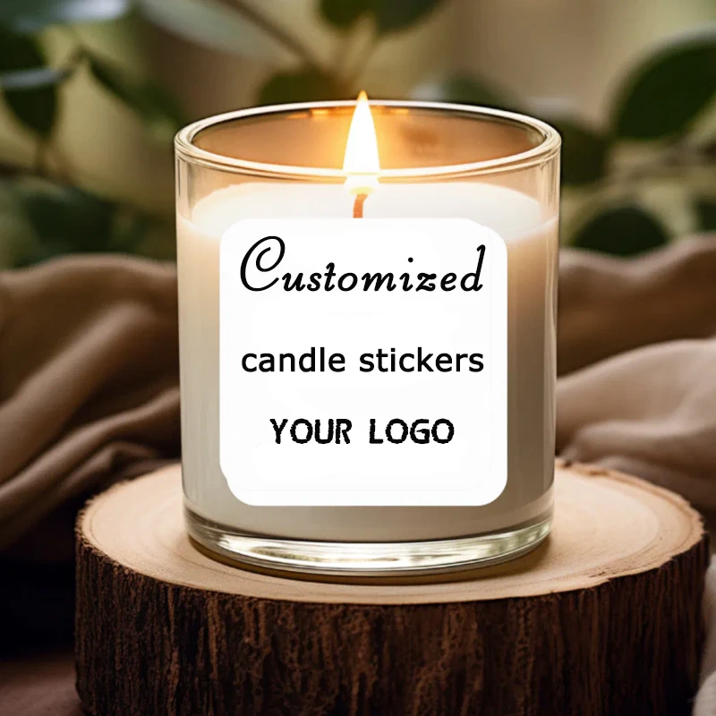 Op maat gemaakte vierkante stickers voor geurkaarsen zijn geschikt voor het vieren van bruiloftsgeschenken, babyaankondigingen en het geven van cadeaus.