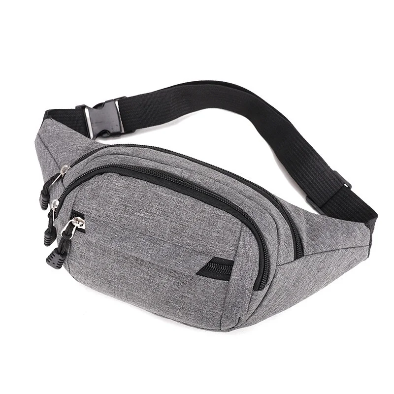 Waist Packs Waterproof Outdoor Sports Bag Unisex Canvas Pouch Fanny Pouch Solid Color Women Men Zipper Crossbody Male Bag