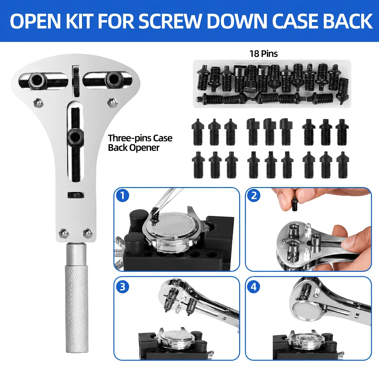 208Pcs/Set Watch Repair Kit, Professional Watch Battery Replacement ToolWatch Link And Back Removal Tool, Spring Bar Tool Set