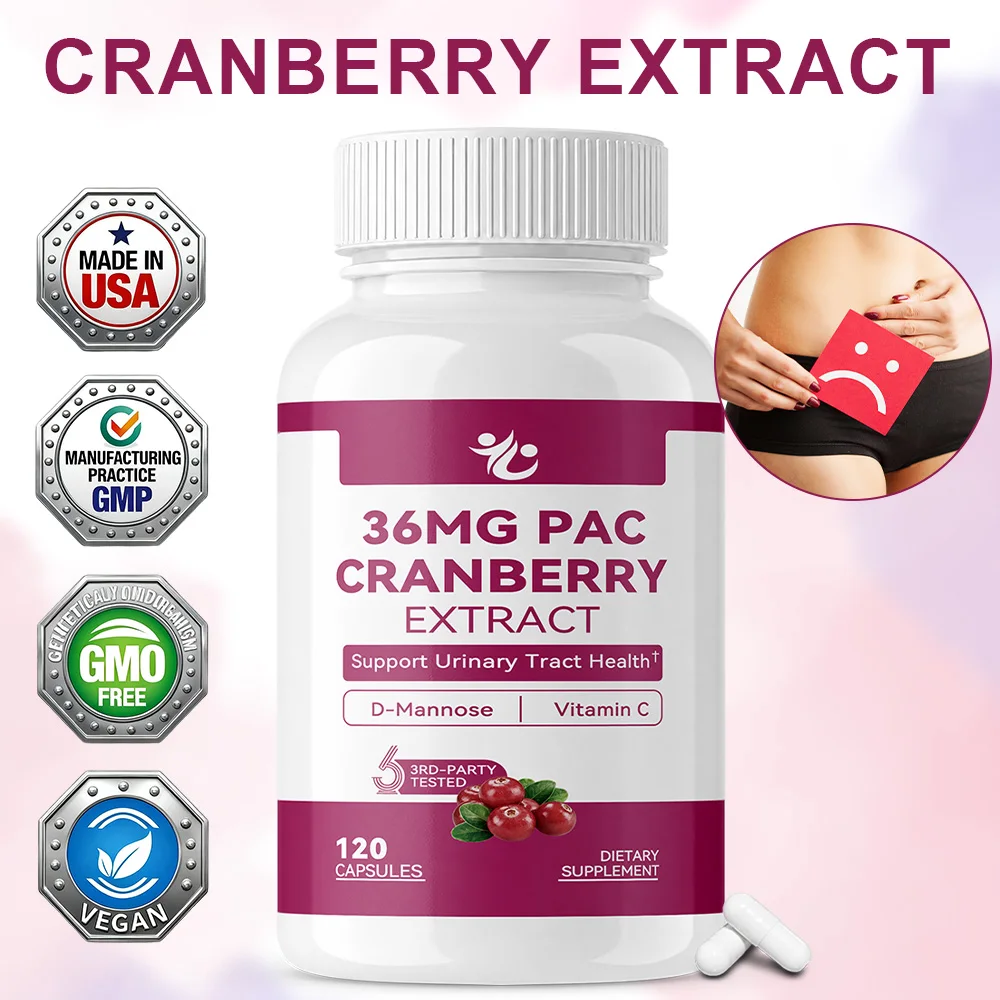 Cranberry + D-Mannose Capsules - Easy To Swallow, Supports Bladder, Kidney and Urinary Tract Health