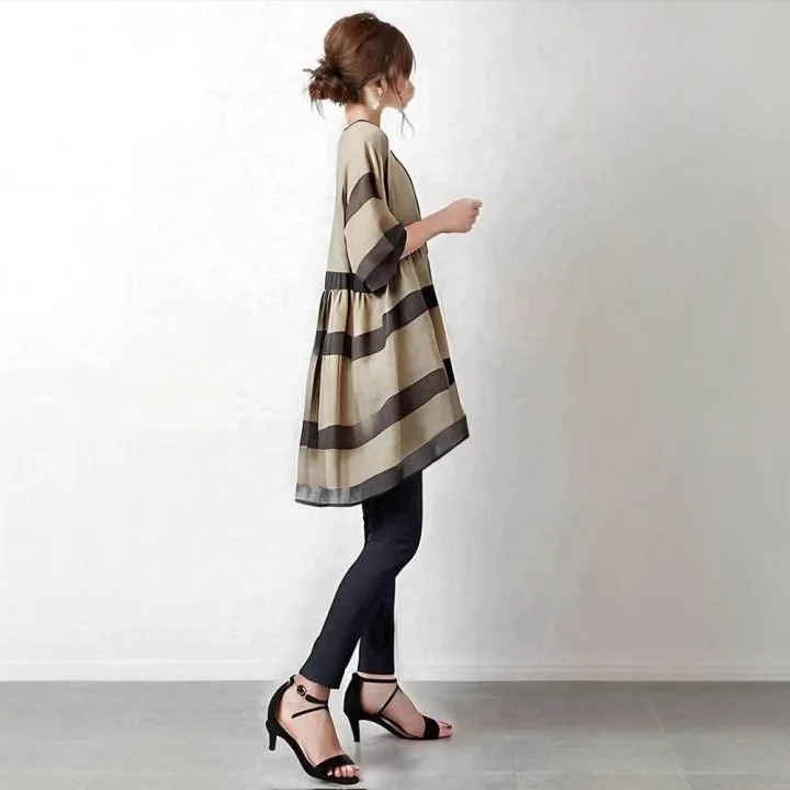 2025 여름 신상 여성 셔츠 라운드넥 중간 소매 앞단 짧은 뒷단 긴 자켓