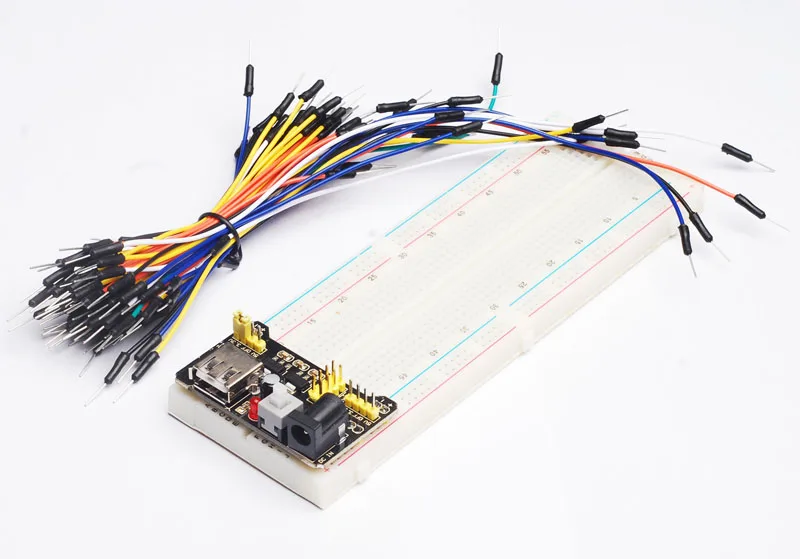 AEAK 3.3V/5V MB102 Breadboard power module+MB-102 830 points Solderless Prototype Bread board kit +65 Flexible jumper wires