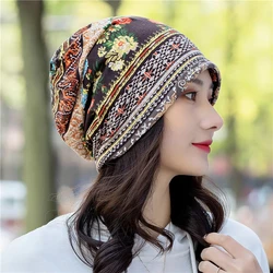 New Unisex Fashion Autumn Winter Hat Printed Scarf Cap Warm Beanie Bonnet Hat Retro Fashion Hat Hip Pop Caps For Women Men