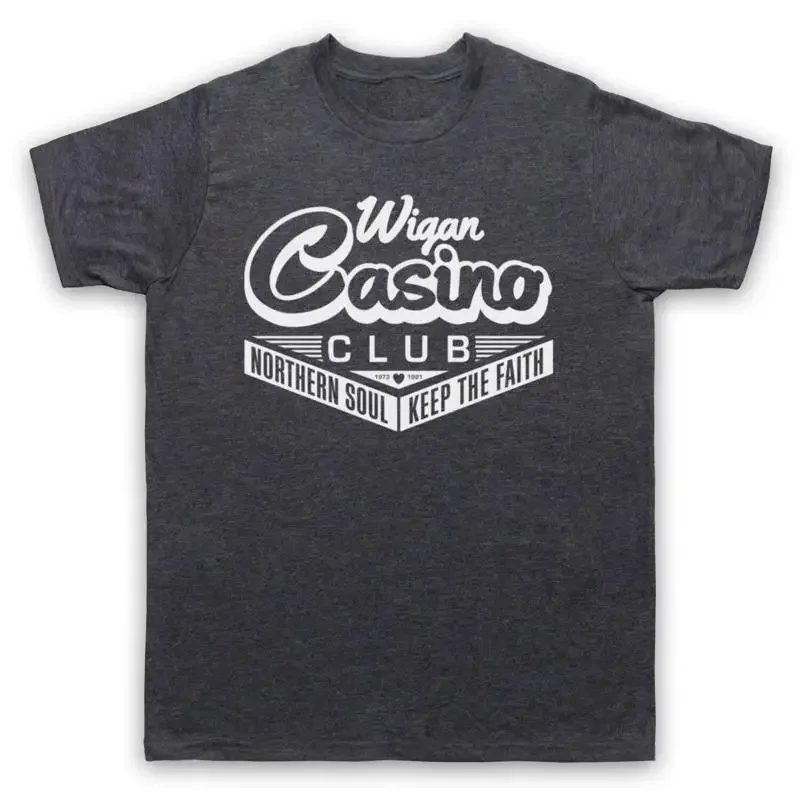 Camiseta de hombre y mujer del casino Wigan, lugar de música y baile informal de estilo Northern Soul