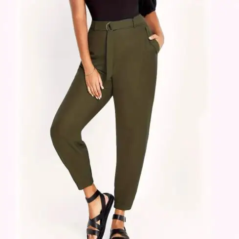 2025 new high waisted solid color casual pants, fashionable women's clothing, slimming and popular women's pants