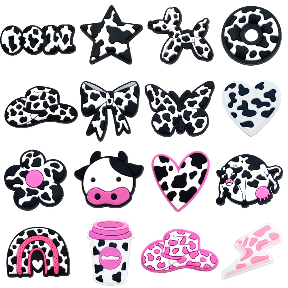 

16Pcs PVC Shoe Charm Cartoon Dairy Cow Series Shoe Charms DIY Hole Shoes Ornaments Sandals Accessories Kid Gift