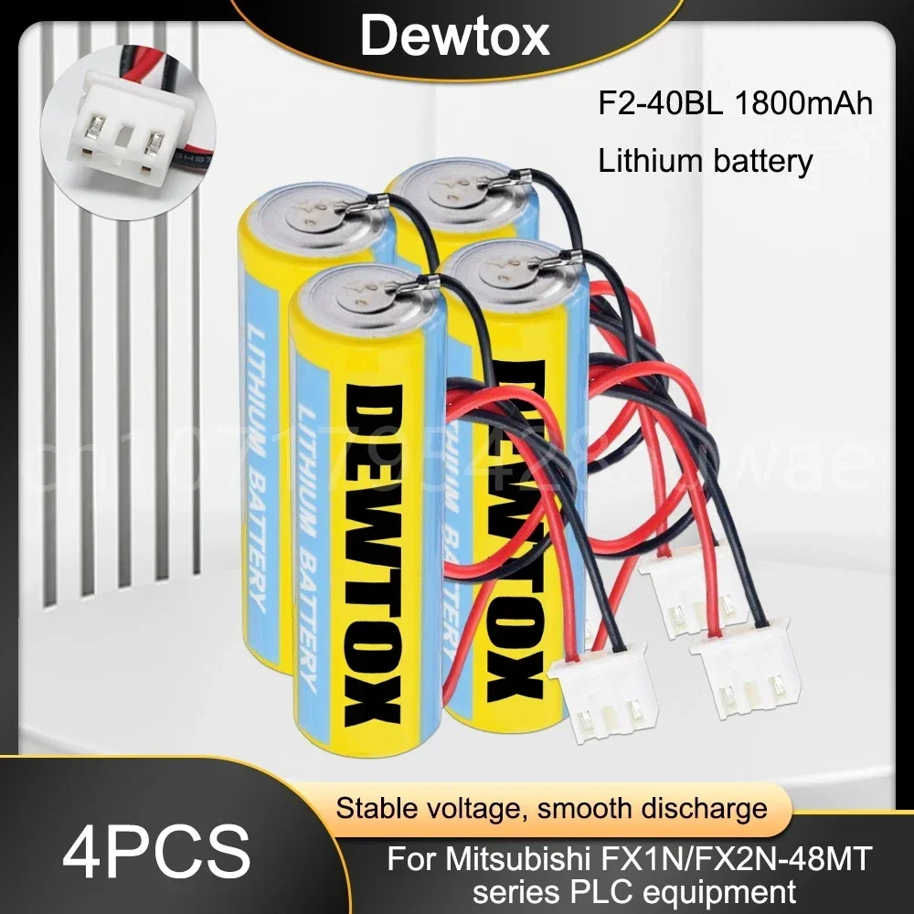 Piezas ER6 AA 3,6 V 1800mAh, 4 baterías de litio PLC originales, reemplazables ER6C FX2N/1N, con enchufe blanco, 4 F2-40BL