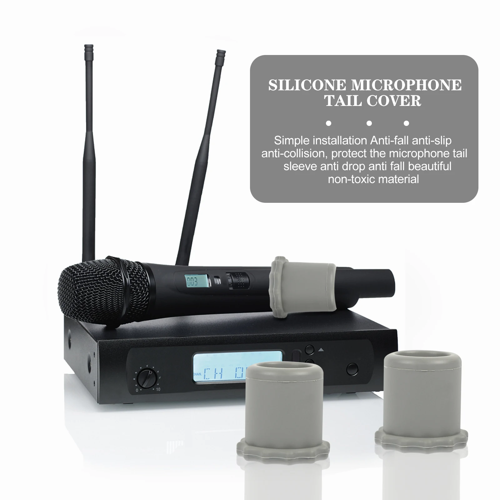 

6Pcs Handheld Microphone Silicone Bottom Sleeves Anti-Roll Holders Non-Slip Protective Covers Mic Accessory for Wireless Mics