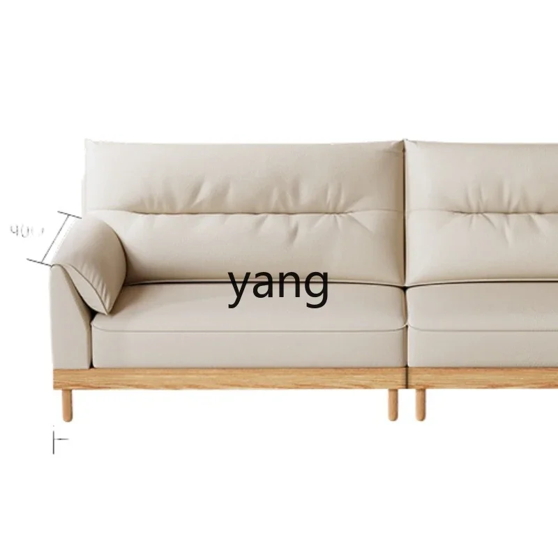 

Yjq Ash Cream Style Full Leather Sofa Modern Simple Small Apartment Living Room Straight Row Three Four People