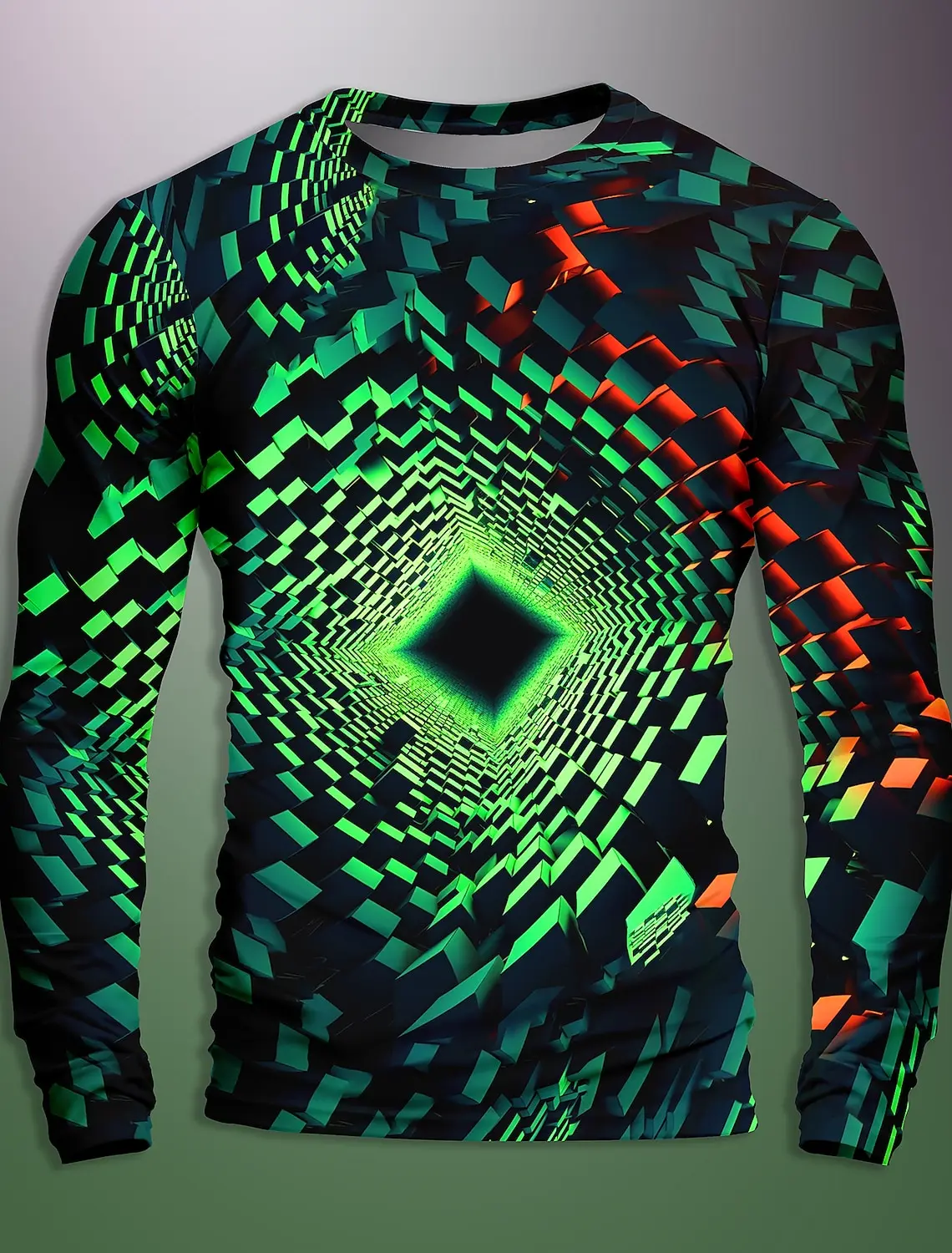 Graphic Geometric Illusion Trick Everyday Design Art Men's 3D Print Party Casual Vacation Long Sleeve Crew Neck Spring Autumn