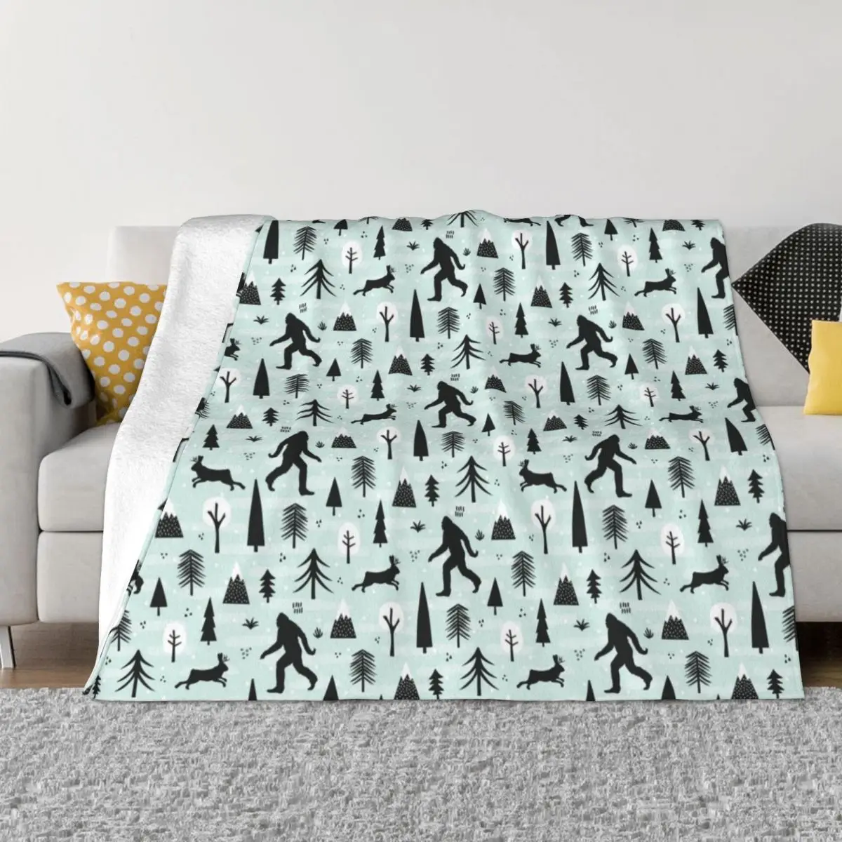 Bigfoot Jackalope Pattern Throw Blanket Blanket Fluffy Bed blanket Quilt Blanket decorative blanket