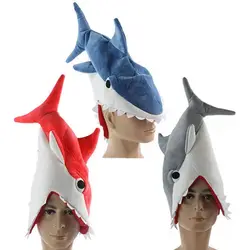 Plush Party Hats for Adults and Kids, Shark Costume Hat, Animal Theme Party, Red, Gray, Blue