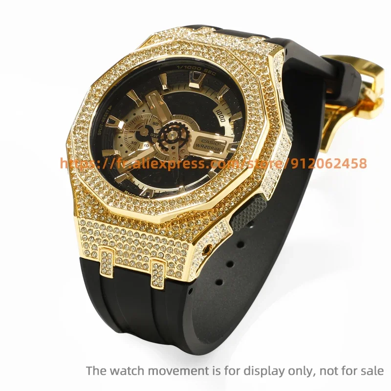 Resist Shock GA-110 /110/120 GD-100/110/120 Metal Case Bling Diamond Case Strap Rubber Watch Band Accessories