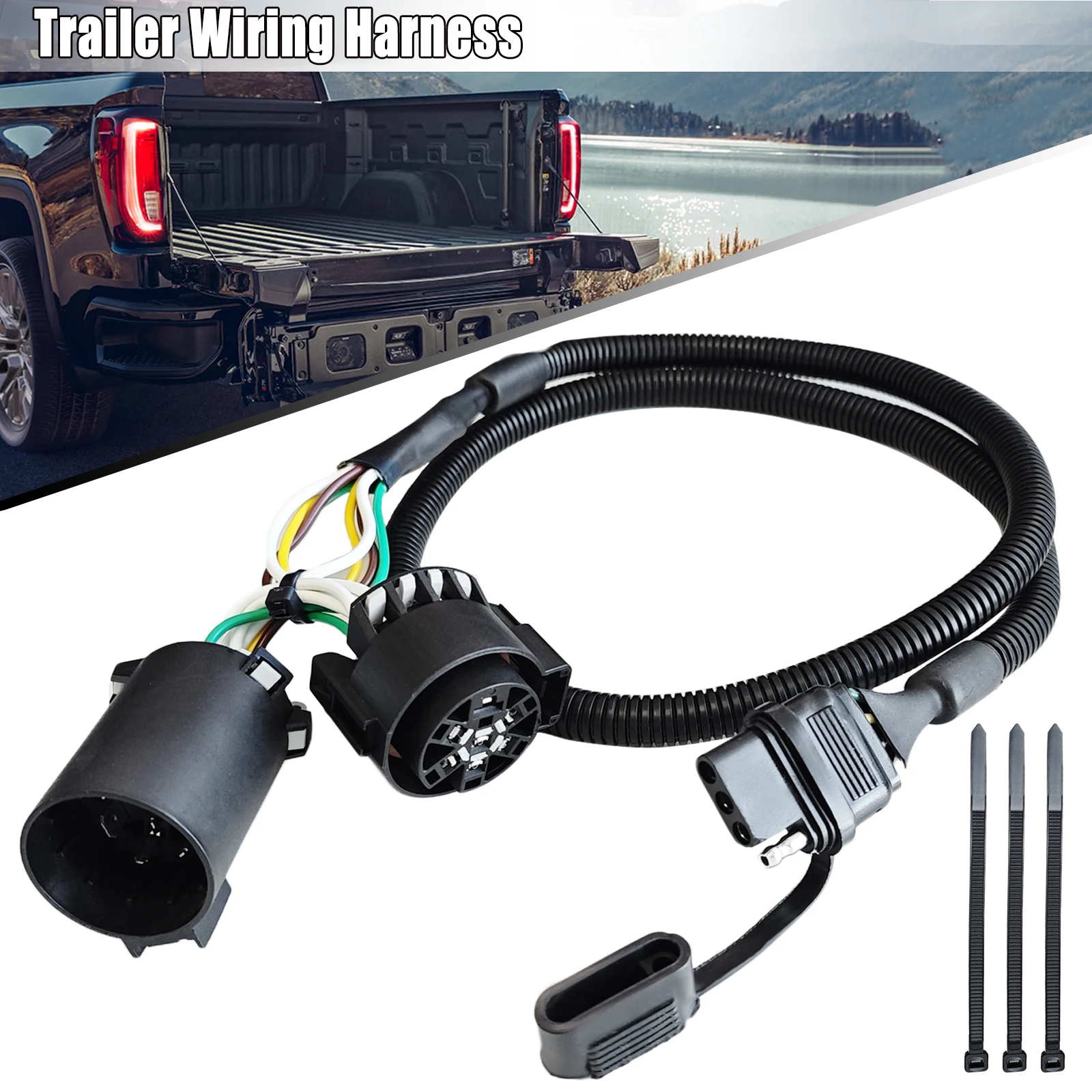 

USCAR 7 Pin to 4 Pin Harness 41Inches Trailer Extension Wiring Connector Adapter for Truck Pickups Trailer Wiring Harness Socket