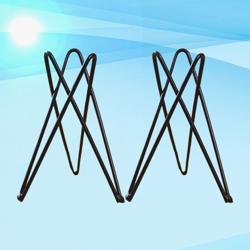 

2 Pc Artificial Plants Indoor Air Pineapple Stand Vase Tripod Black Holders Wrought Iron with Pot