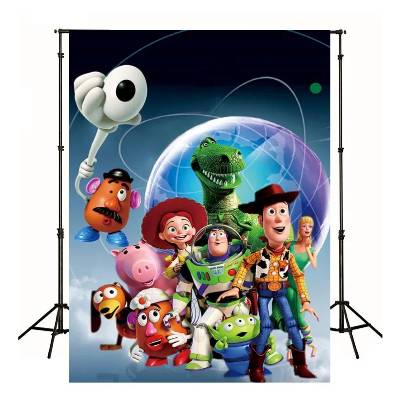 Fondo fotográfico de Toy Story para fotografía, suministros de decoración de fiesta de cumpleaños, Baby Shower, cartel de escenario