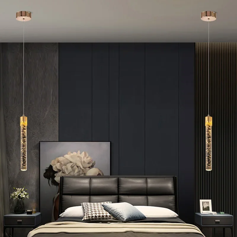 NEW Modern Luxury Crystal Pendant Lamps Home Decor Bedside Hanging Light For Living Room Bedroom Ceiling Chandelier Lights