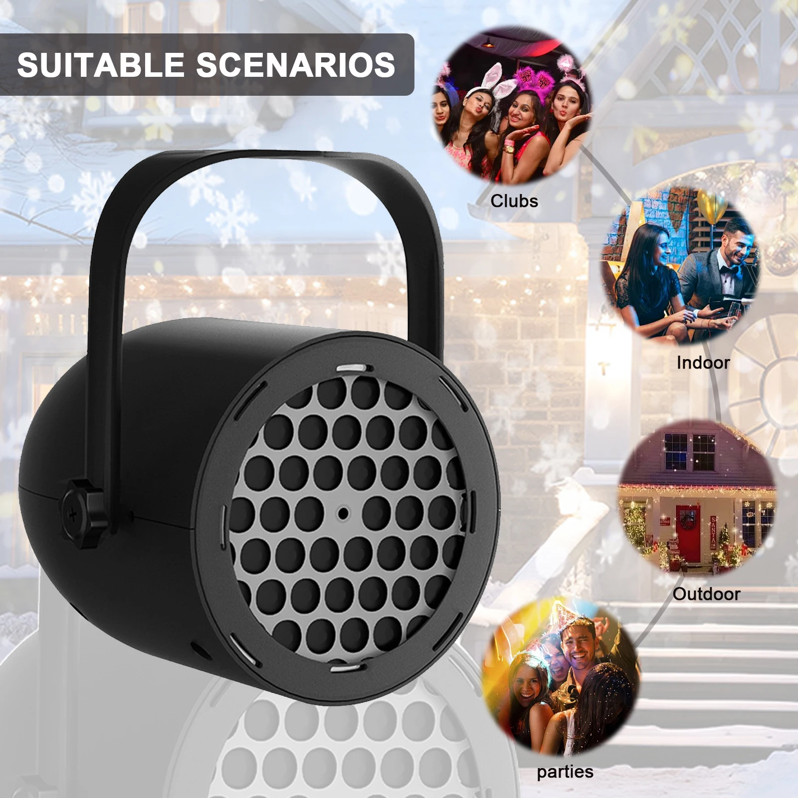 أضواء جهاز عرض عيد الميلاد 16 نمط مصباح الثلج الدوار عيد الميلاد الديناميكي الأبيض ندفة الثلج العارض تساقط الثلوج الأضواء المرحلة #5