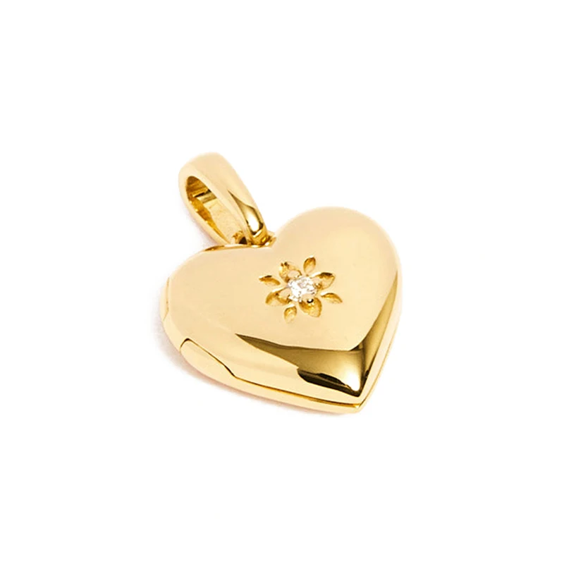 Fine Jewelry 18k Gold Plated Trendy Elegant Chic Plata 925 Sterling Silver Heart Locket Pendant for Necklaces Women