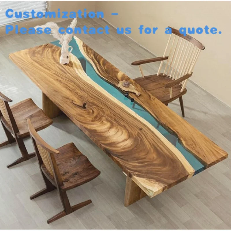

Изготовленный на заказ обеденный стол из эпоксидной смолы и дерева, современная мебель для комнаты, стол в реке и океане